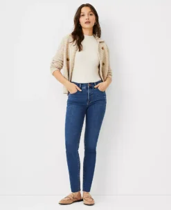 Sculpting Pocket Mid Rise Skinny Jeans In Mid Stone Wash -ChicMeadow Shop 545553 4484 ALT2