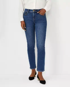 Sculpting Pocket Mid Rise Tapered Jeans In Classic Indigo Wash -ChicMeadow Shop 599869 0698 ALT2