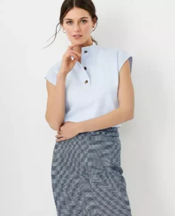 Button Mock Neck Top