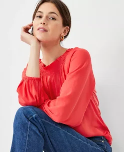 Mixed Media Smocked Neck Top -ChicMeadow Shop 603246 4021 ALT2