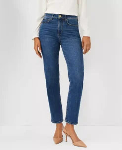Sculpting Pocket High Rise Straight Jeans In Classic Mid Wash