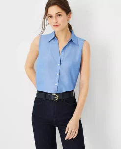 Chambray Sleeveless Essential Shirt
