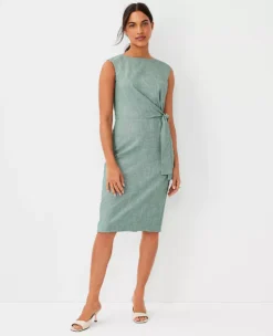 The Tie Waist Sheath Dress In Cross Weave