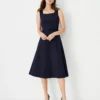 The Scooped Square Neck Dress In Stretch Cotton