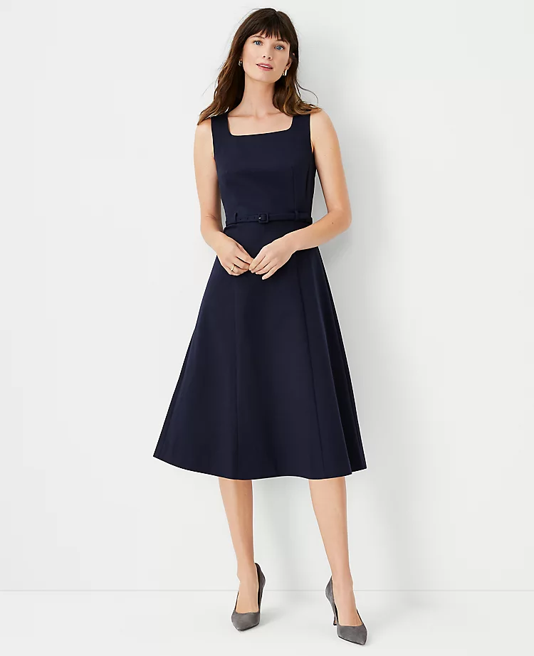 The Scooped Square Neck Dress In Stretch Cotton 1 The Scooped Square Neck Dress In Stretch Cotton