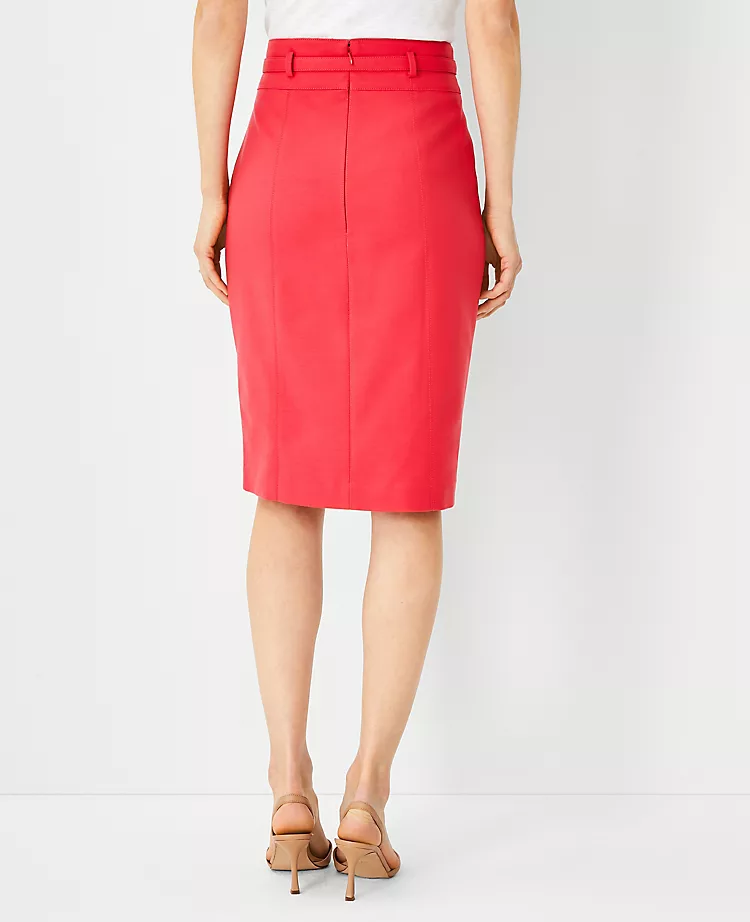 The Belted Pencil Skirt In Stretch Cotton 2 The Belted Pencil Skirt In Stretch Cotton - Image 2