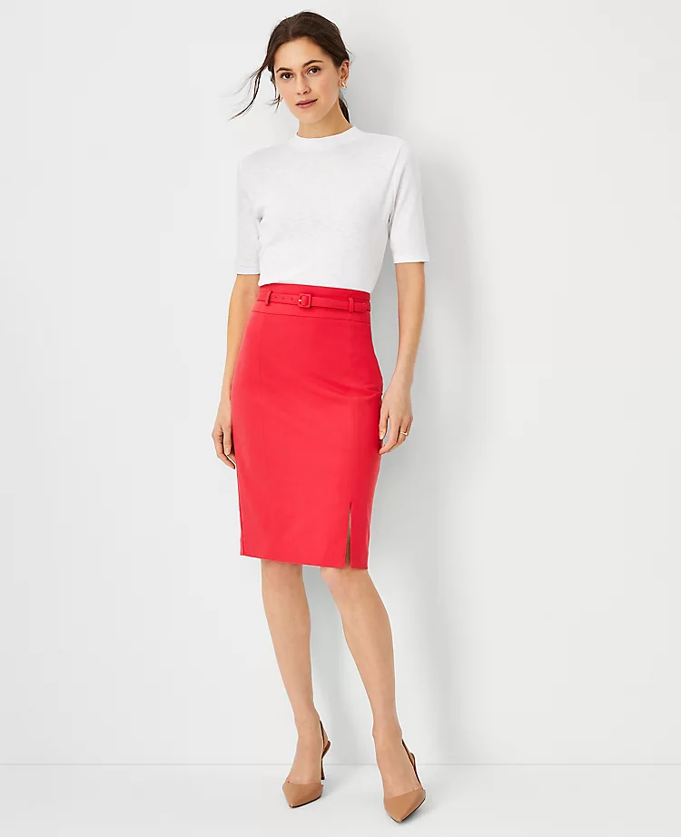 The Belted Pencil Skirt In Stretch Cotton 3 The Belted Pencil Skirt In Stretch Cotton - Image 3