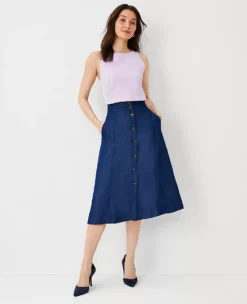 Button Front Midi Skirt 5 Button Front Midi Skirt -ChicMeadow Shop 604019 4751 ALT2