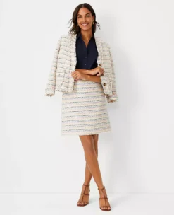 Shimmer Fringe Tweed Skirt -ChicMeadow Shop 604039 9998 ALT2