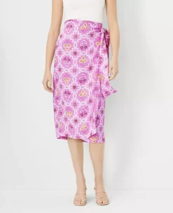Tile Print Sarong Pencil Skirt