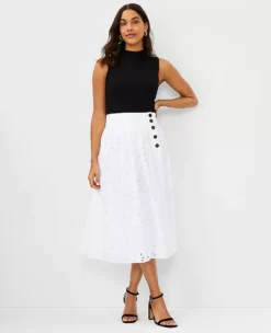 Eyelet Pleated Full Skirt -ChicMeadow Shop 604294 9000 ALT2