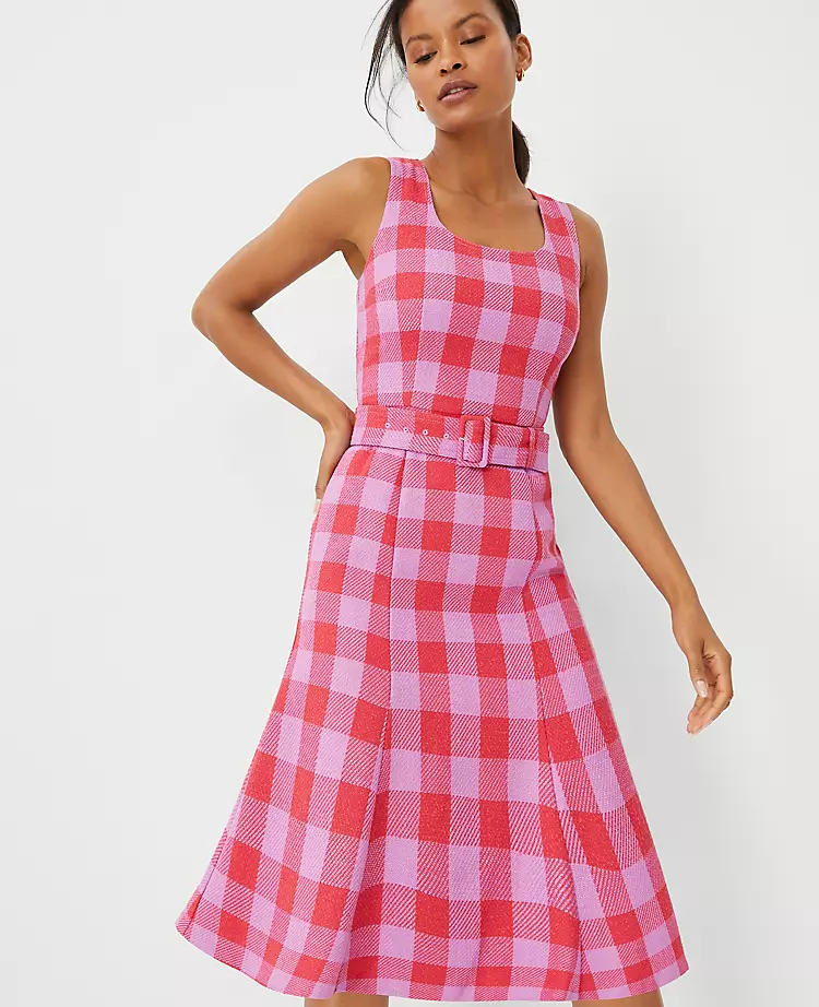 Plaid Belted Midi Dress 3 Plaid Belted Midi Dress - Image 3