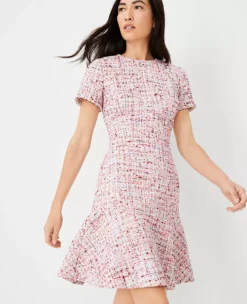 Multicolored Tweed Flounce Dress -ChicMeadow Shop 604515 8581 ALT2