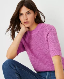 Geo Stitch Elbow Sleeve Sweater -ChicMeadow Shop 604708 8581 ALT2