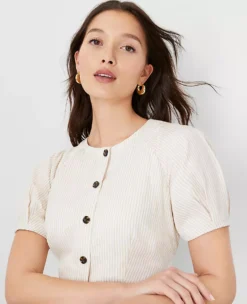 Striped Balloon Sleeve Dress -ChicMeadow Shop 605058 7879 ALT2