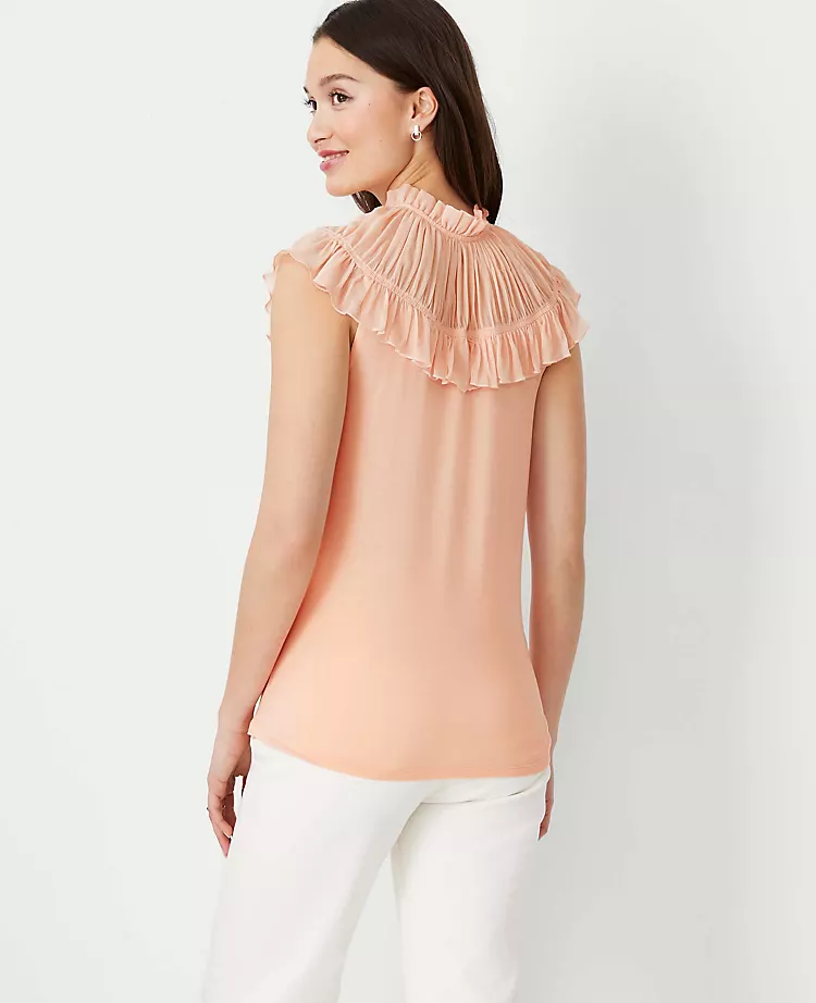 Mixed Media Ruffle Yoke Top 2 Mixed Media Ruffle Yoke Top - Image 2