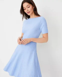 Ribbed Flare Sweater Dress -ChicMeadow Shop 607075 4169 ALT2