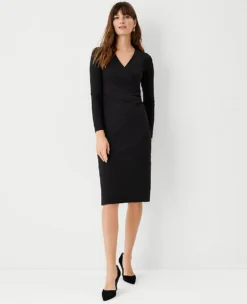 Refined Stretch Wrap Sheath Dress
