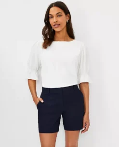 Mixed Media Ruffle Puff Sleeve Top