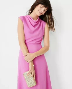 Mock Neck Midi Flare Dress -ChicMeadow Shop 607551 8581 ALT2