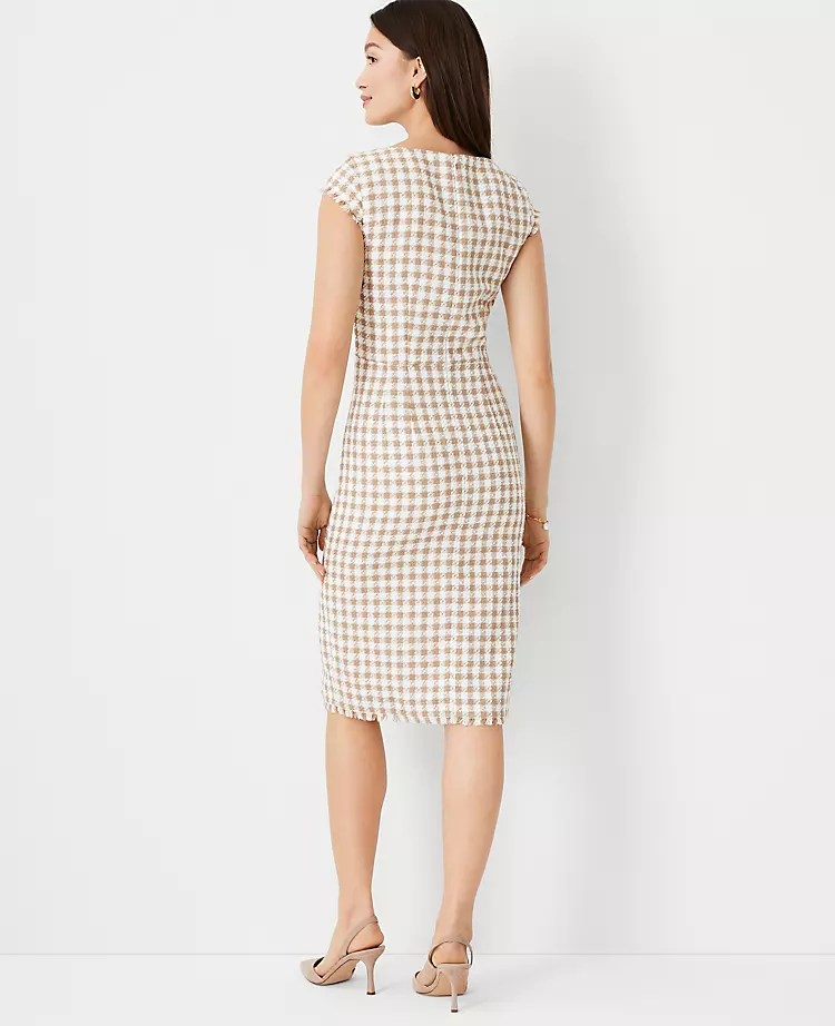 Gingham Tweed Scoop Neck Sheath Dress 2 Gingham Tweed Scoop Neck Sheath Dress - Image 2