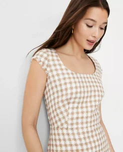 Gingham Tweed Scoop Neck Sheath Dress 5 Gingham Tweed Scoop Neck Sheath Dress -ChicMeadow Shop 607554 8187 ALT2