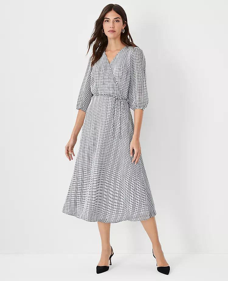 Checked Midi Wrap Dress 1 Checked Midi Wrap Dress