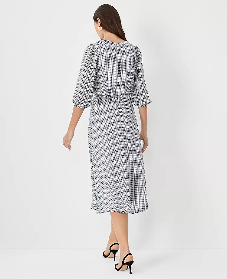 Checked Midi Wrap Dress 2 Checked Midi Wrap Dress - Image 2