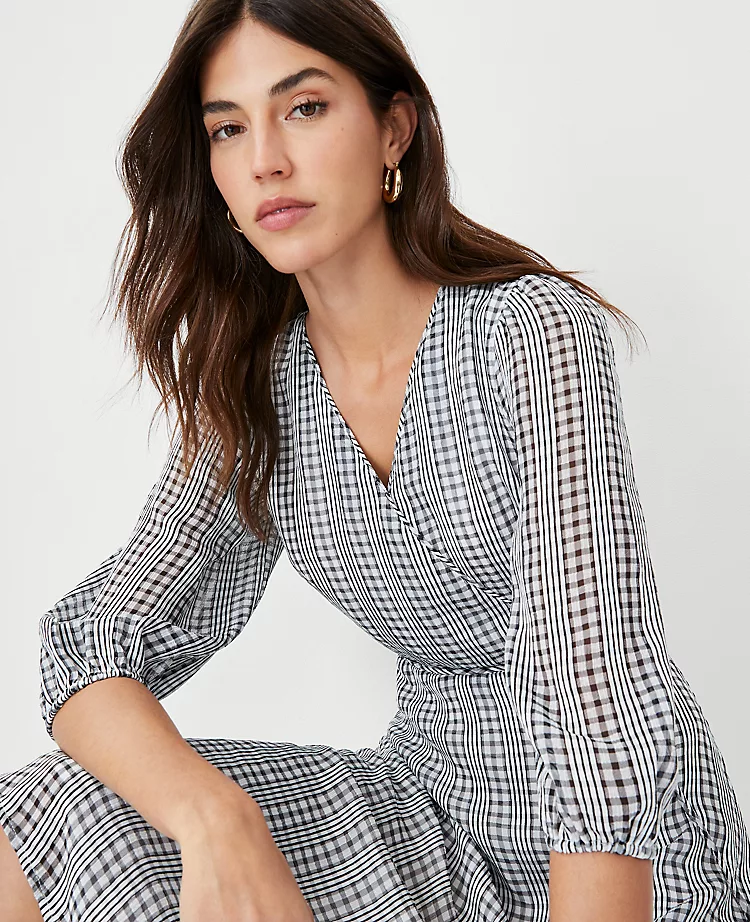 Checked Midi Wrap Dress 3 Checked Midi Wrap Dress - Image 3