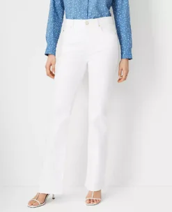 Curvy Sculpting Pocket Mid Rise Boot Cut Jeans In White