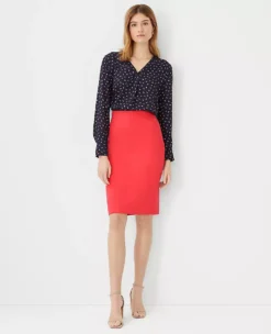Twill Seamed Pencil Skirt -ChicMeadow Shop 607941 4021 ALT2