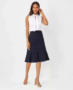 Eyelet Flounce Pencil Skirt -ChicMeadow Shop 607952 1362 ALT2
