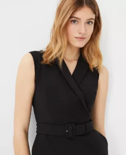 Belted Lapel Flare Dress -ChicMeadow Shop 608067 2222 ALT2