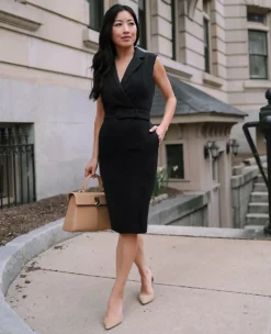 Belted Lapel Flare Dress -ChicMeadow Shop 608067 2222 MKTG1