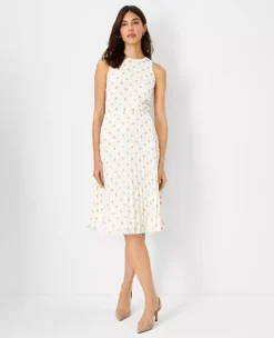 Polka Dot Pleated Flare Dress