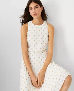 Polka Dot Pleated Flare Dress -ChicMeadow Shop 608075 9192 ALT2