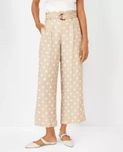 The Belted Easy Wide Leg Crop Pant In Polka Dot