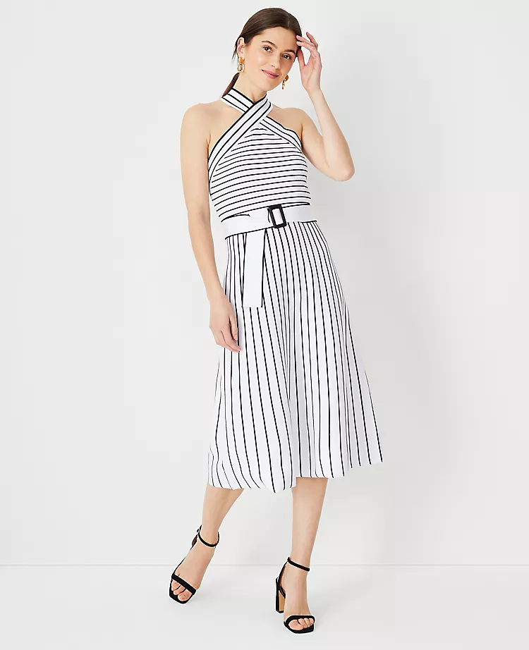 Striped Crossover Halter Sweater Dress 1 Striped Crossover Halter Sweater Dress
