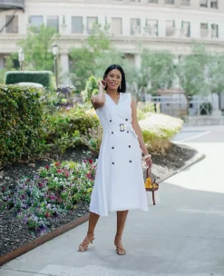 Double Breasted Belted Flare Dress -ChicMeadow Shop 608667 9000 MKTG2