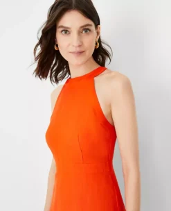 Linen Blend Halter Flare Dress -ChicMeadow Shop 608708 3702 ALT2