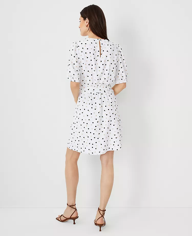 Dotted Shirred Shift Dress 2 Dotted Shirred Shift Dress - Image 2