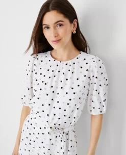 Dotted Shirred Shift Dress 5 Dotted Shirred Shift Dress -ChicMeadow Shop 608714 9000 ALT2