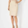 The Belted Seamed Pencil Skirt In Herringbone Linen Blend
