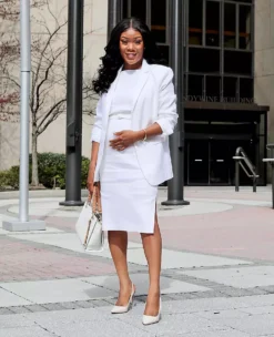 The Belted Boatneck Sheath Dress In Herringbone Linen Blend -ChicMeadow Shop 608816 9000 MKTG1