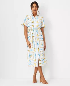 Floral Square Belted Shirtdress