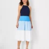 Colorblock Halter Flare Dress