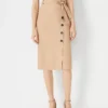 Button Wrap Pencil Skirt