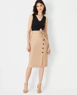 Button Wrap Pencil Skirt -ChicMeadow Shop 609379 5824 ALT2