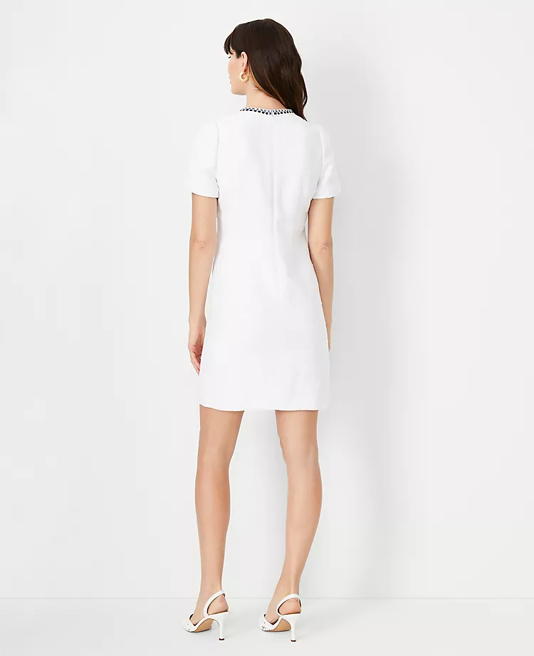 Trimmed Tweed Pocket Shift Dress 2 Trimmed Tweed Pocket Shift Dress - Image 2