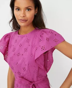 Eyelet Flutter Sleeve Midi Dress -ChicMeadow Shop 609972 8376 ALT2